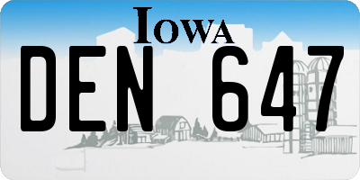 IA license plate DEN647