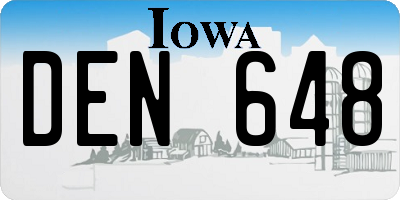 IA license plate DEN648