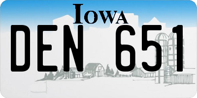 IA license plate DEN651