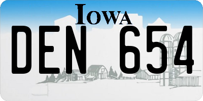 IA license plate DEN654
