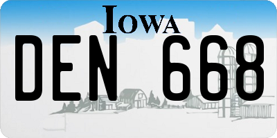 IA license plate DEN668