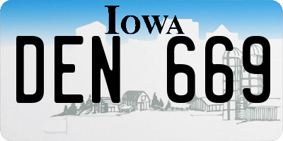 IA license plate DEN669