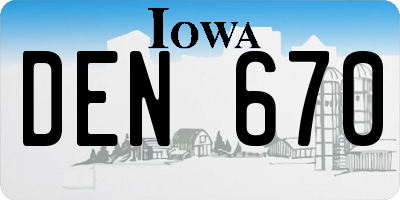 IA license plate DEN670