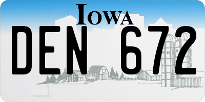 IA license plate DEN672