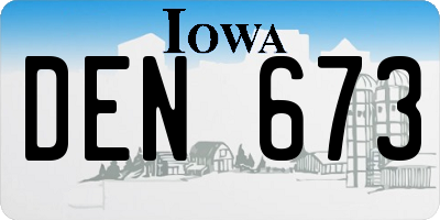 IA license plate DEN673