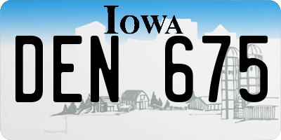 IA license plate DEN675