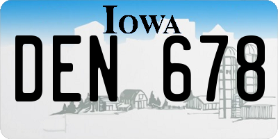 IA license plate DEN678
