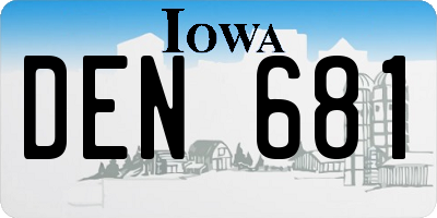 IA license plate DEN681