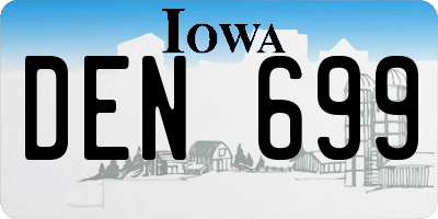 IA license plate DEN699