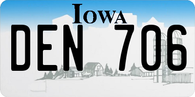 IA license plate DEN706
