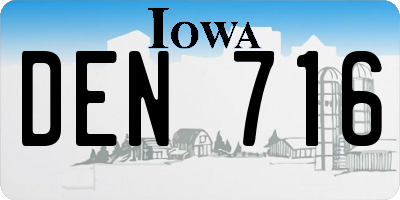 IA license plate DEN716