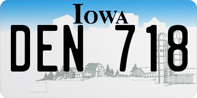 IA license plate DEN718