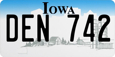 IA license plate DEN742