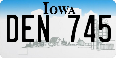 IA license plate DEN745