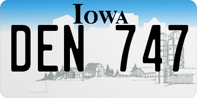 IA license plate DEN747