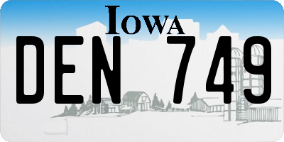 IA license plate DEN749