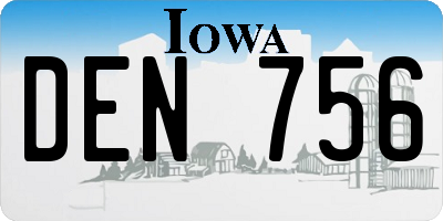 IA license plate DEN756