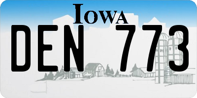 IA license plate DEN773