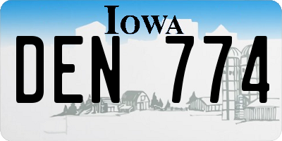 IA license plate DEN774