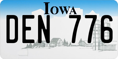 IA license plate DEN776