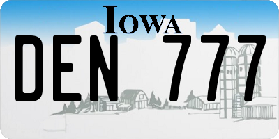 IA license plate DEN777