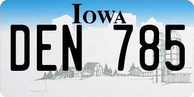 IA license plate DEN785