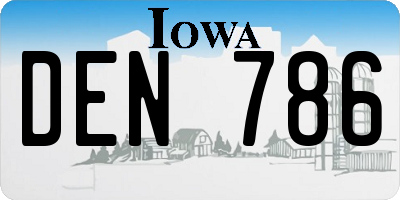 IA license plate DEN786