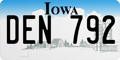 IA license plate DEN792