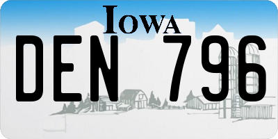 IA license plate DEN796