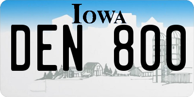 IA license plate DEN800