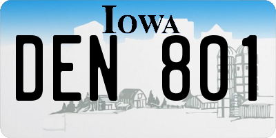 IA license plate DEN801