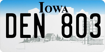 IA license plate DEN803