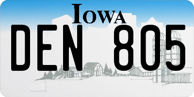 IA license plate DEN805