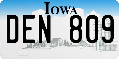 IA license plate DEN809
