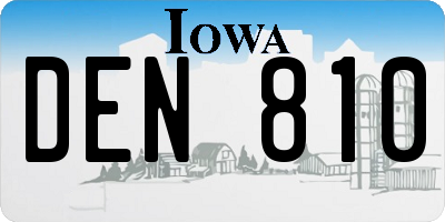 IA license plate DEN810