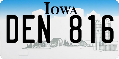IA license plate DEN816