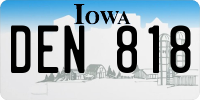 IA license plate DEN818