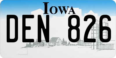 IA license plate DEN826