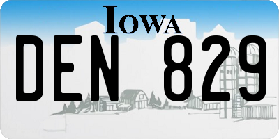 IA license plate DEN829