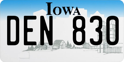 IA license plate DEN830