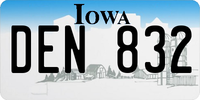 IA license plate DEN832