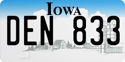 IA license plate DEN833