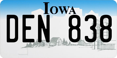 IA license plate DEN838