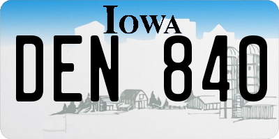 IA license plate DEN840