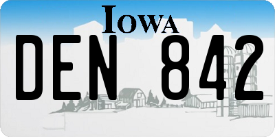 IA license plate DEN842