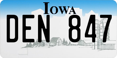 IA license plate DEN847