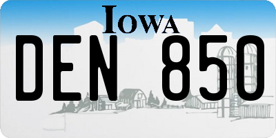 IA license plate DEN850