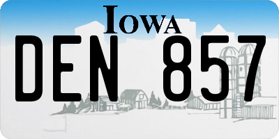 IA license plate DEN857