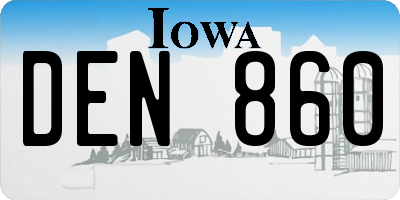 IA license plate DEN860