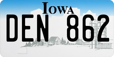 IA license plate DEN862